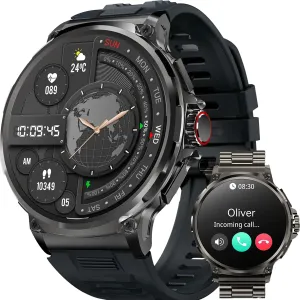 FILIEKEU Women Men Smart Watch Bluetooth Calls IP68 Waterproof Sport Fitness Tracker 1.85" HD Touch Screen Black Stainless Steel Smart Watches for Android iOS