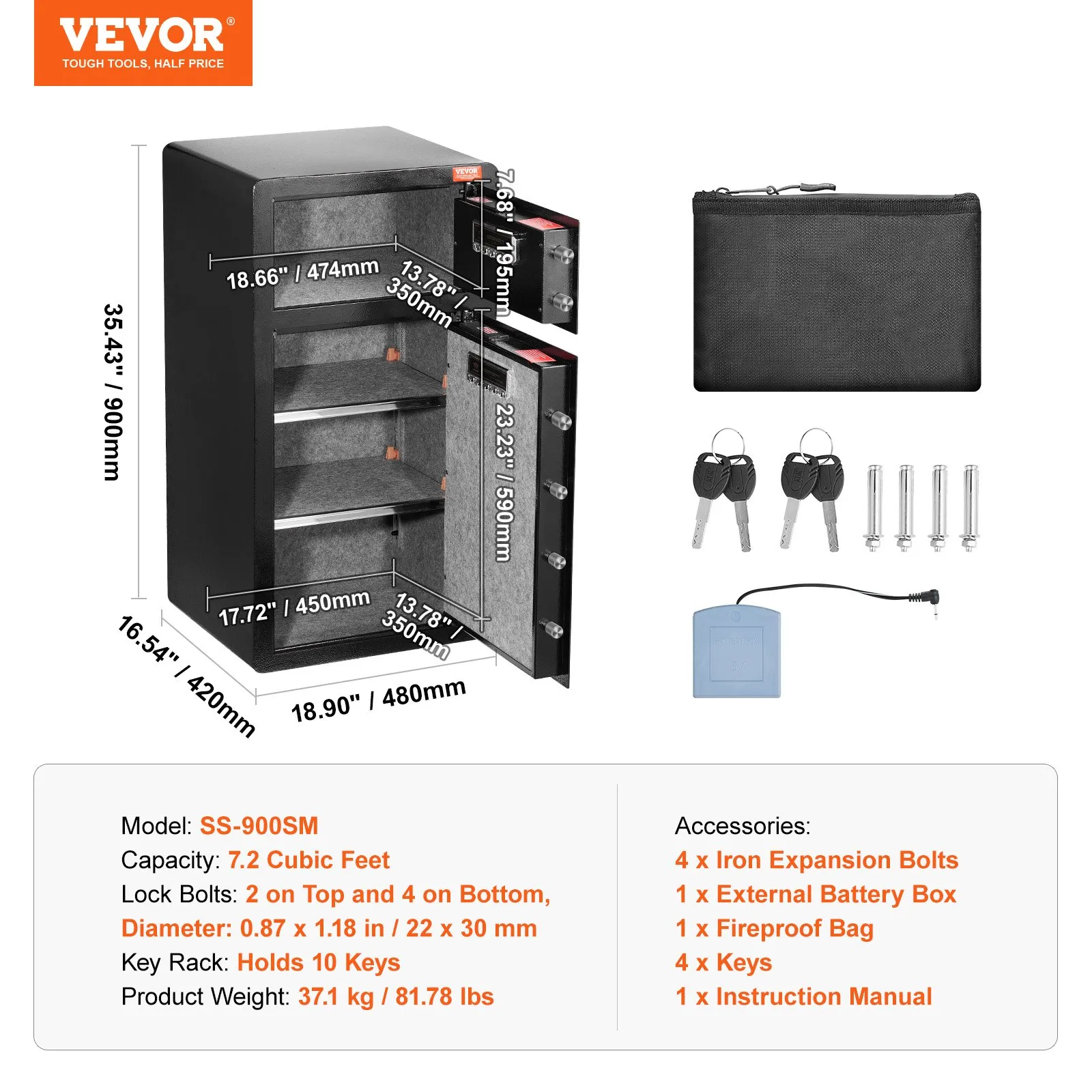 (FINAL PRICES ARE LOWER ON OUR SITE!) VEVOR Double Door 7.2 cu.ft Safe Box with Key Lock Password Cabinet Black,organize cash, passports, jewelry, gold, watches and documents