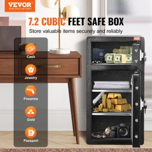 (FINAL PRICES ARE LOWER ON OUR SITE!) VEVOR Double Door 7.2 cu.ft Safe Box with Key Lock Password Cabinet Black,organize cash, passports, jewelry, gold, watches and documents