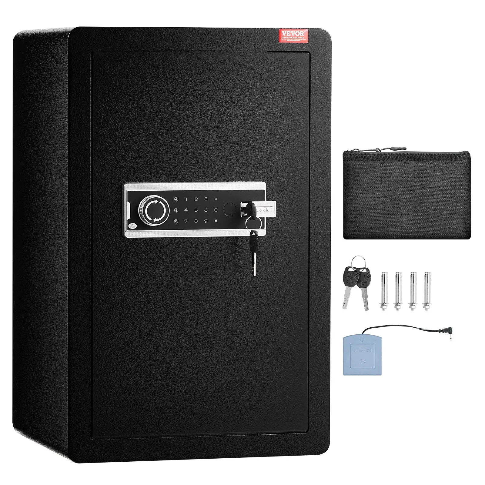 (FINAL PRICES ARE LOWER ON OUR SITE!) VEVOR Single Door 3.5 cu.ft Safe Box with Key Lock & Password LED Light Black,organize cash, passports, jewelry, gold, watches and documents