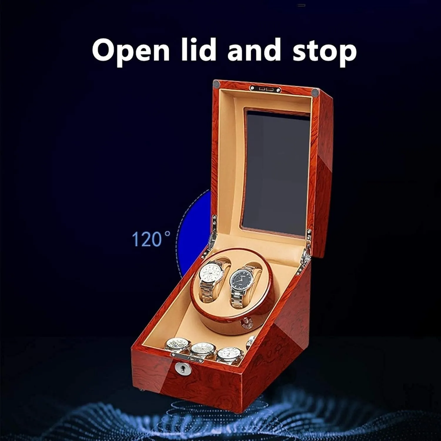 Finish, for Men & Women??s Wrist Watches(6 7) Automatic Watch Winder for 4 Watches, Solid Wood Rosewood, Quiet Motor, 5 charitable Rotation Modes, Piano 
