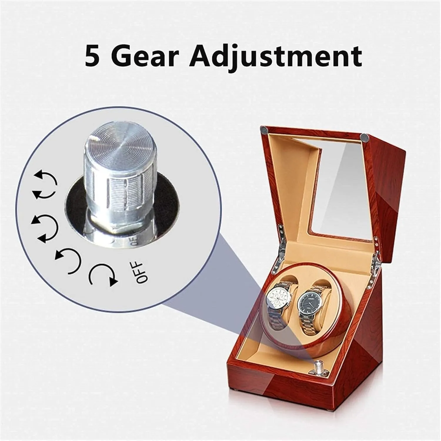 Finish, for Men & Women??s Wrist Watches(6 7) Automatic Watch Winder for 4 Watches, Solid Wood Rosewood, Quiet Motor, 5 charitable Rotation Modes, Piano 