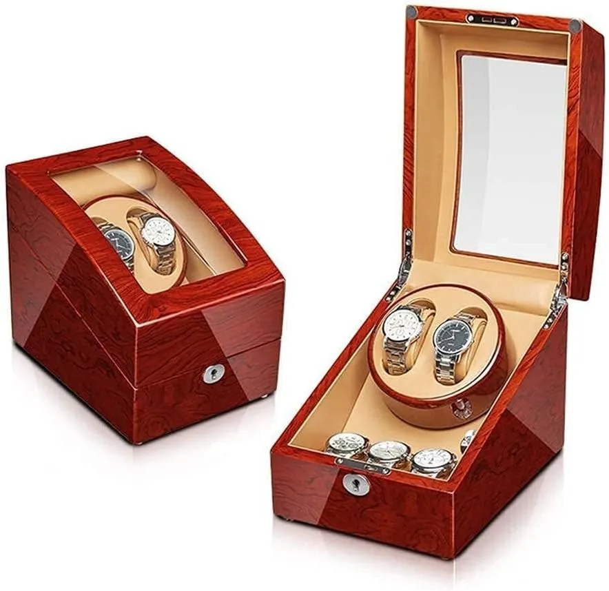 Finish, for Men & Women??s Wrist Watches(6 7) Automatic Watch Winder for 4 Watches, Solid Wood Rosewood, Quiet Motor, 5 charitable Rotation Modes, Piano 