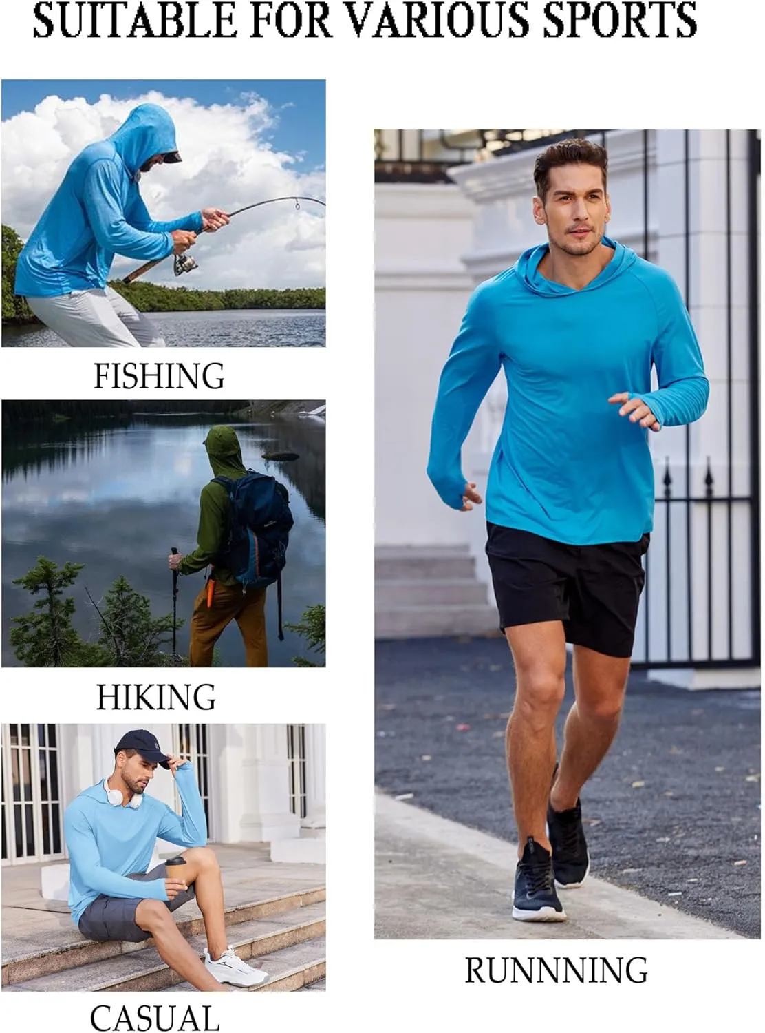 Fishing Shirts Lightweight Quick Dry Hoodies COOFANDY Mens UPF 50  amalgamation debate hardship fairground moderately irrigate Hoodie Shirts Long Sleeve Rash Guard Sun Protection 