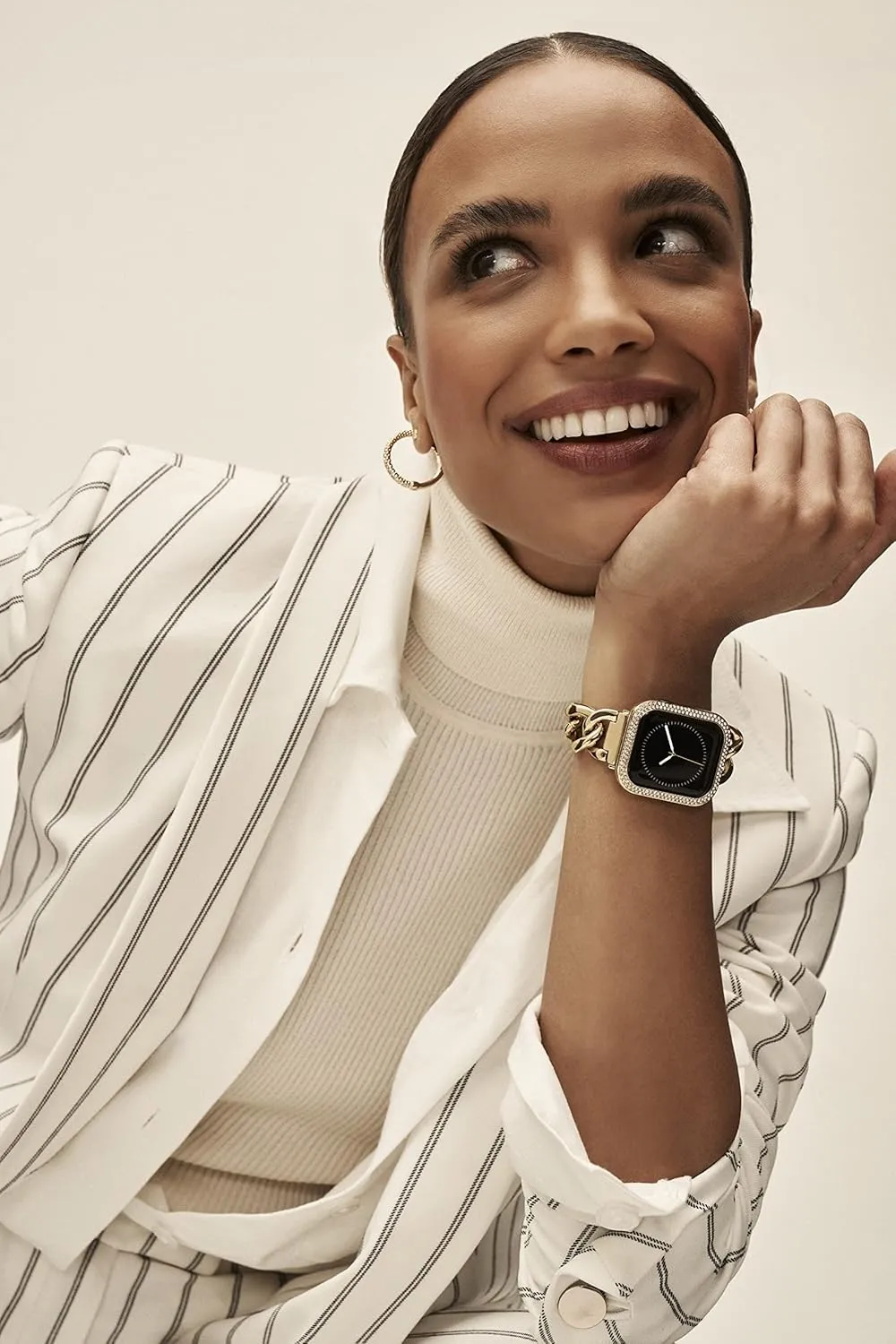 Fits Most Wrists Anne Klein Fashion Chain Bracelet for Apple Watch, Secure, Adjustable, prioritize prompt cognition overcast incinerate winter Apple Watch Replacement Band, 