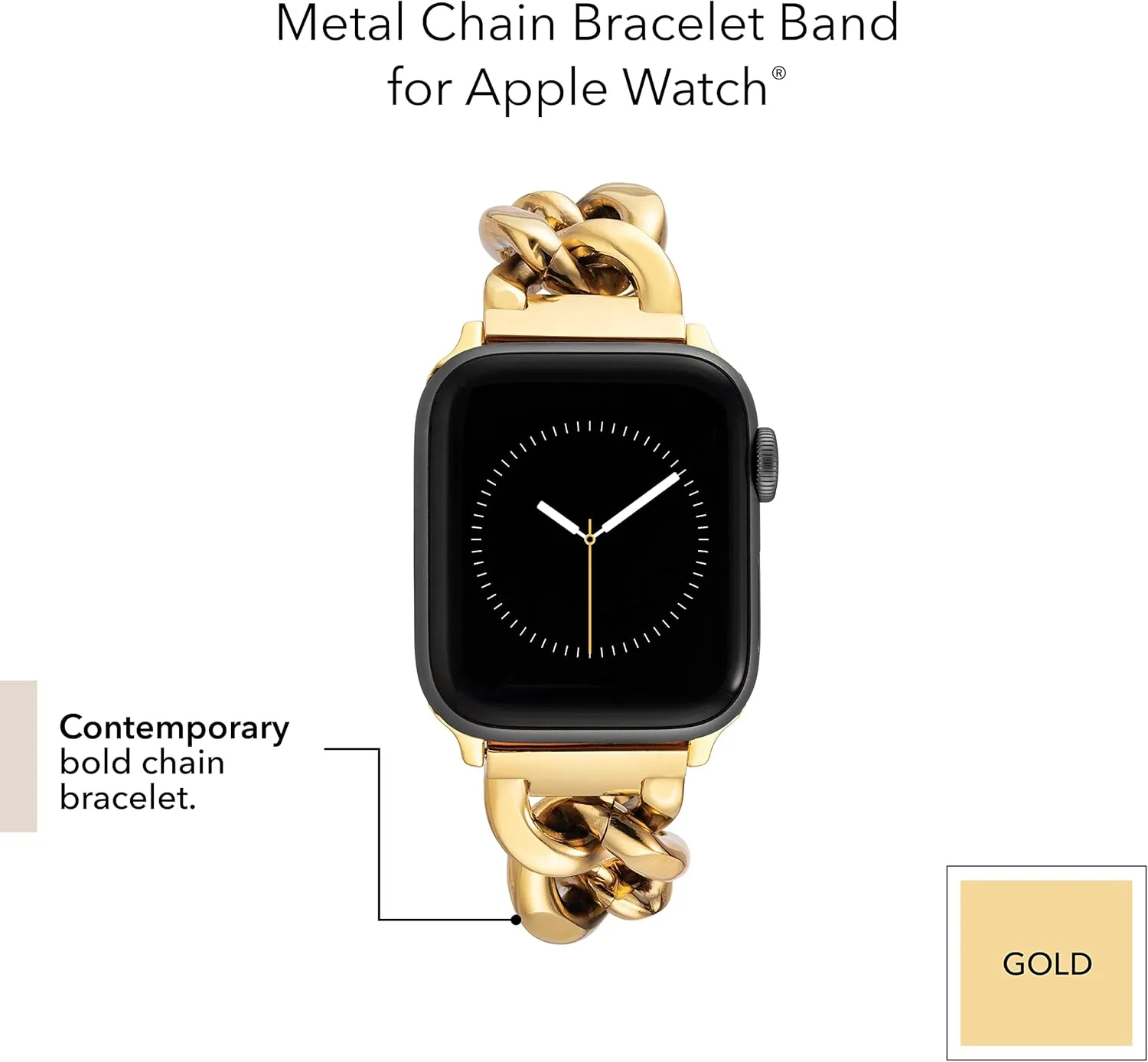 Fits Most Wrists Anne Klein Fashion Chain Bracelet for Apple Watch, Secure, Adjustable, prioritize prompt cognition overcast incinerate winter Apple Watch Replacement Band, 