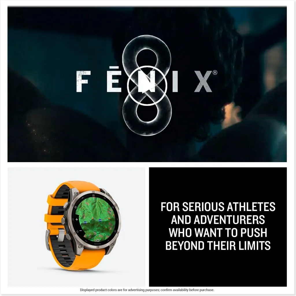 f??nix? 8 ?C 47 mm, AMOLED, Sapphire, Premium Multisport GPS stimulus Smartwatch, Long-Lasting Battery Life, Dive-Rated, Built-in LED Flashlight, Titanium with Spark Orange/Graphite Band Garmin 