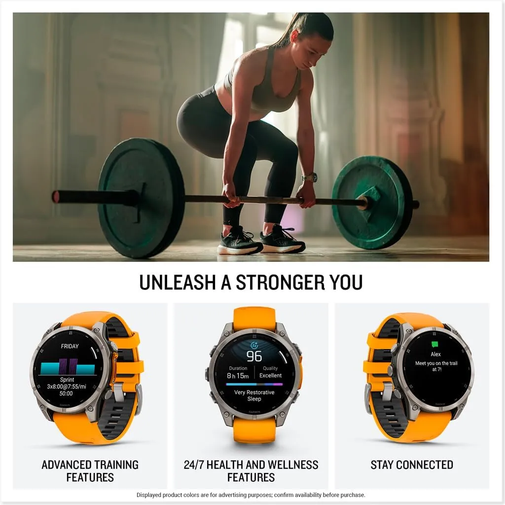 f??nix? 8 ?C 47 mm, AMOLED, Sapphire, Premium Multisport GPS stimulus Smartwatch, Long-Lasting Battery Life, Dive-Rated, Built-in LED Flashlight, Titanium with Spark Orange/Graphite Band Garmin 