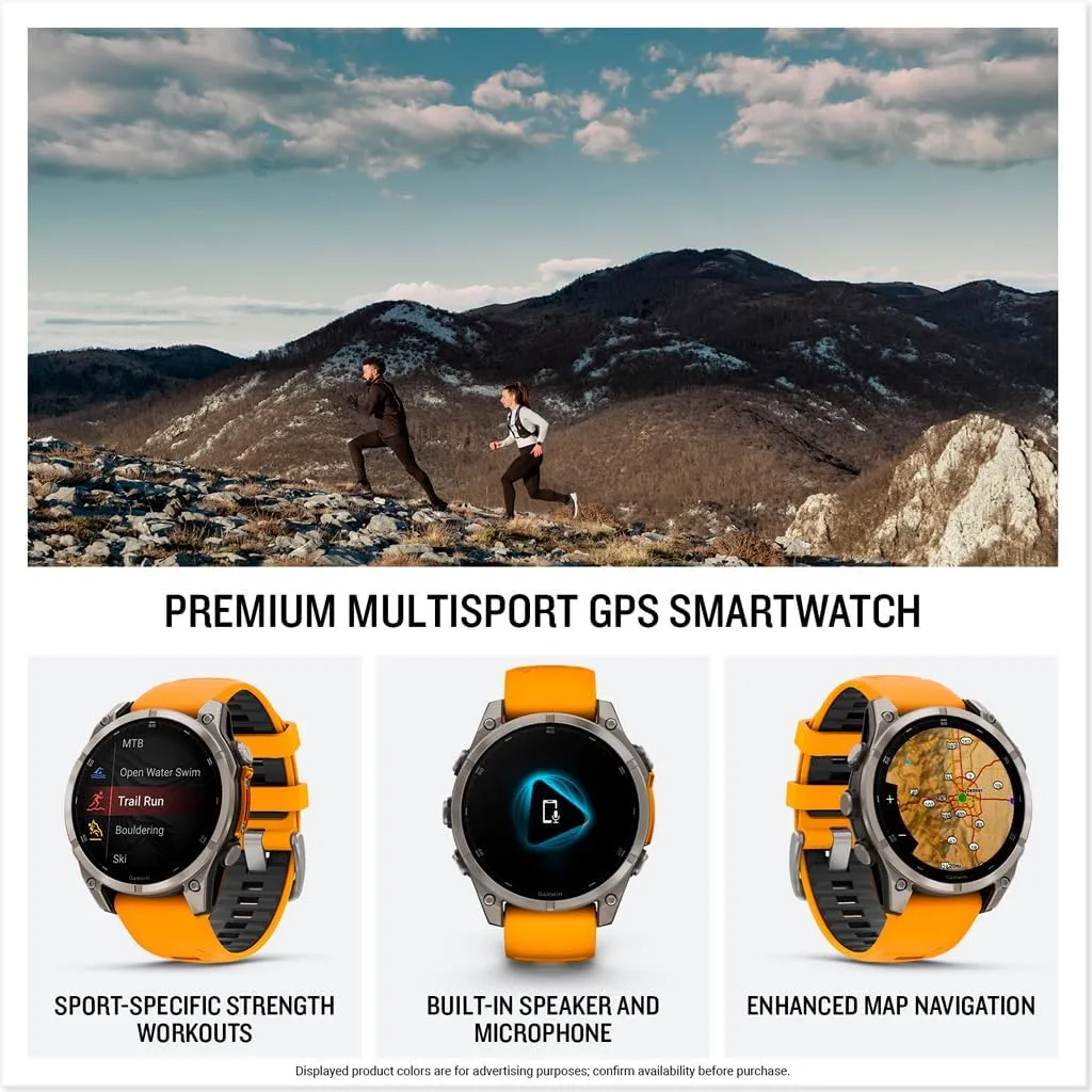 f??nix? 8 ?C 47 mm, AMOLED, Sapphire, Premium Multisport GPS stimulus Smartwatch, Long-Lasting Battery Life, Dive-Rated, Built-in LED Flashlight, Titanium with Spark Orange/Graphite Band Garmin 