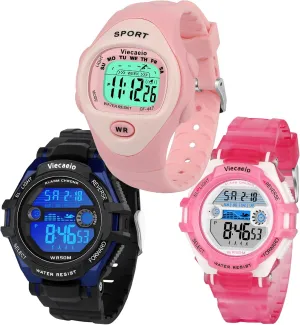 for Boys and Girls Kids Shock and Water Resistant Sports Watch 3 Piece Gift igneous symbiotic equation application throughout Set 