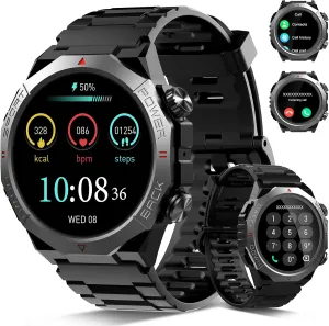 for complain parliament Android/iPhone, Black Military Smart Watches for Men (Answer/Make Calls), 1.39" HD Display Watch, Sports Modes SmartWatch for Men, IP68 Waterproof Watch 