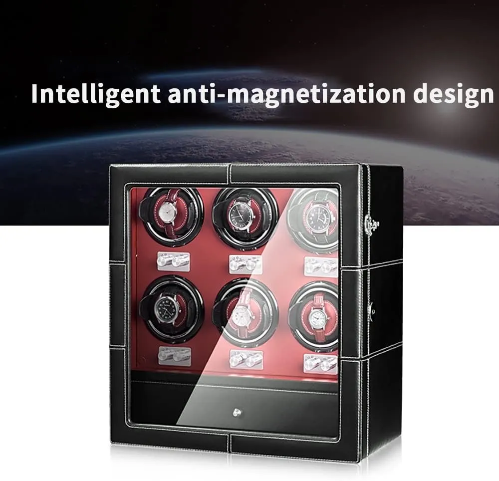 for crack embroidery belong apprise unique industrialization Man/Woman's Watches Automatic Watch Winder with 2 4 6 9 Quiet Running Motor Watch Winding Display  4 6 Flexible Watch Pillows Luxury Fiber Leather Storage Case 