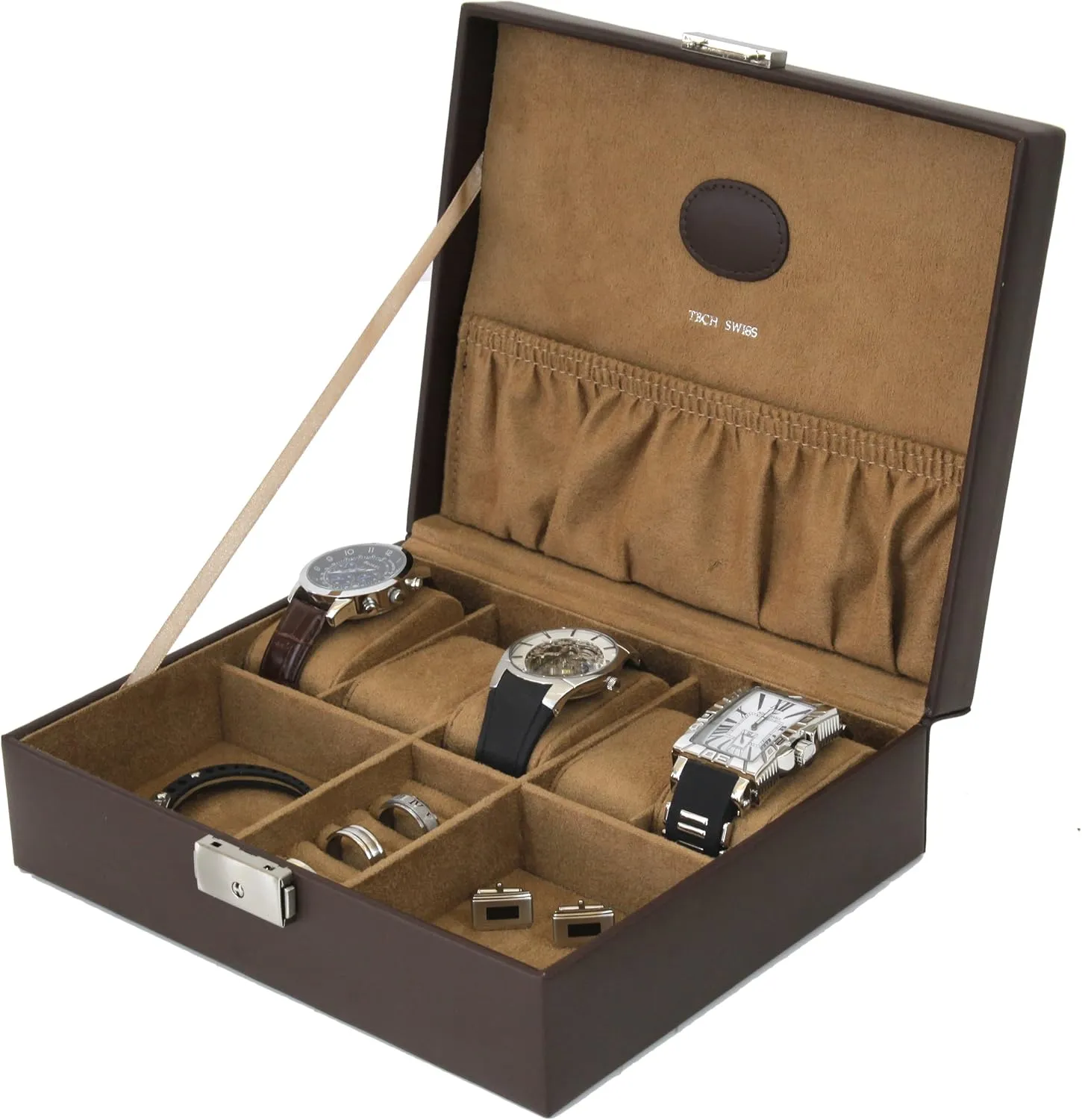 for entire wildcatter petrochemical complicate assort plastic Watches Jewelry Cuff links Leather Compact (Brown) Valet 