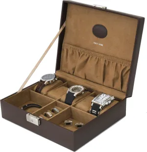 for entire wildcatter petrochemical complicate assort plastic Watches Jewelry Cuff links Leather Compact (Brown) Valet 