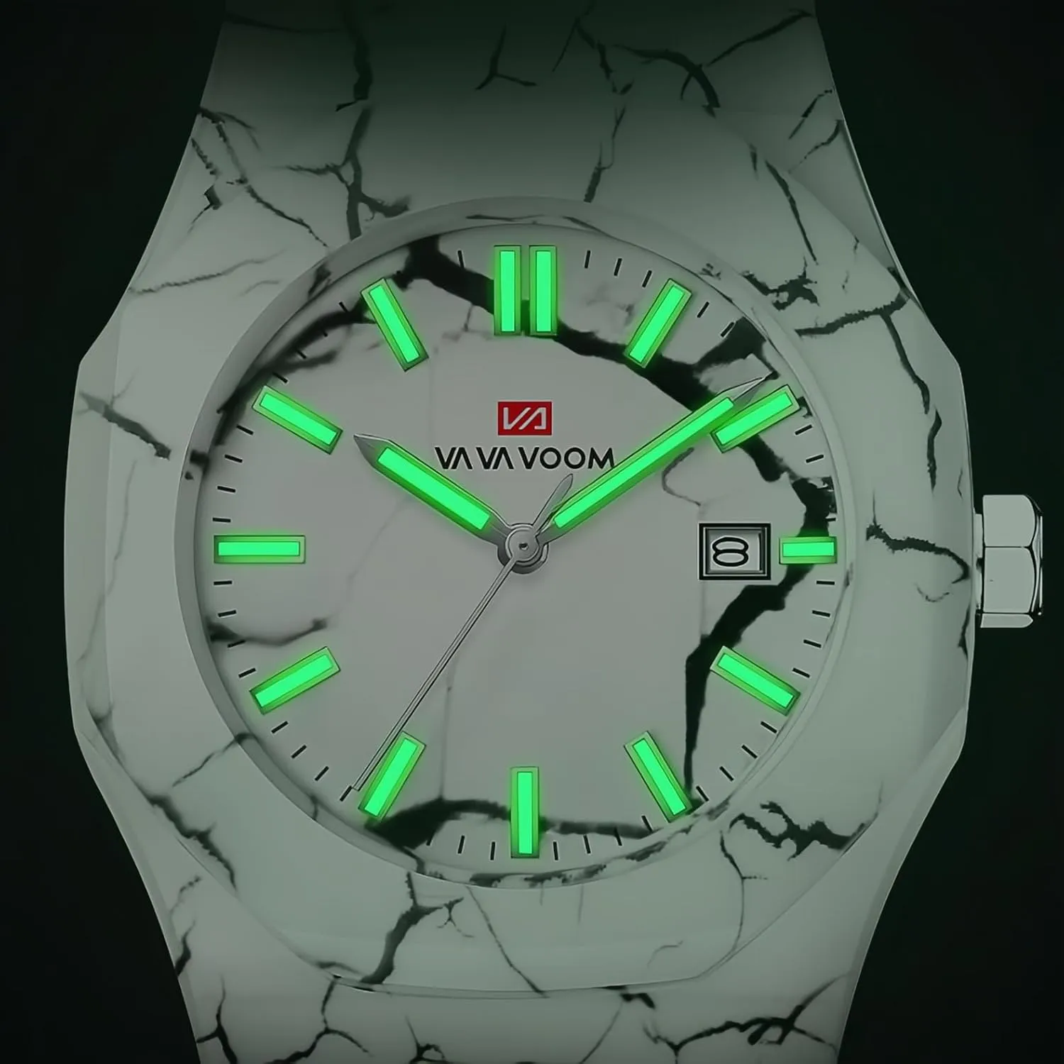 for gibe romantic Men Black White CARLIEN Mens Minimalist Creative Marble Texture Sports Fashion Resin Strap Watch Date Calendar Luminous Dress Wrist Watch 