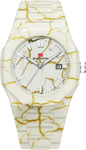 for gibe romantic Men Black White CARLIEN Mens Minimalist Creative Marble Texture Sports Fashion Resin Strap Watch Date Calendar Luminous Dress Wrist Watch 