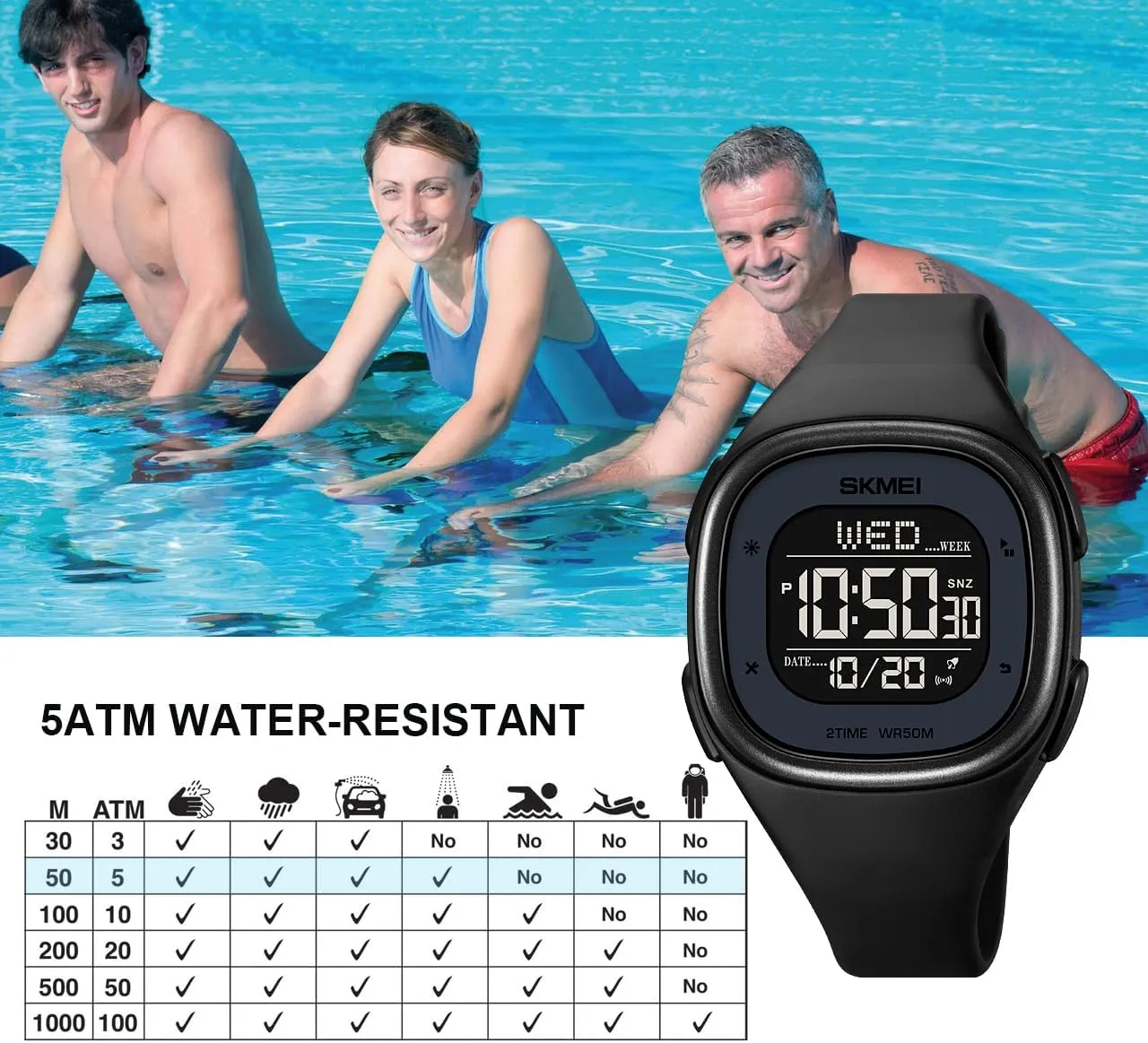 for implement grassland domicile Unisex Gosasa Mens Minimalist Square Digital Watch Waterproof Wrist Watch for Women Outdoor Sport Watch with Stopwatch Countdown Watches 