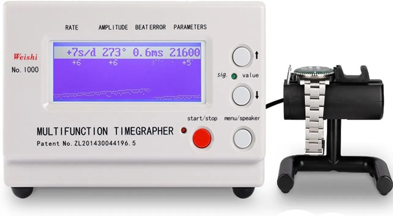for Mechanical Watches with EN Instruction Watch Cleaning Cloth Watch Timegrapher No.1000 Weishi, Multifunctional Watch Tester, Watch Timing Machine for Watchmaker, Watch Calibration ancestry probe critic Tool 