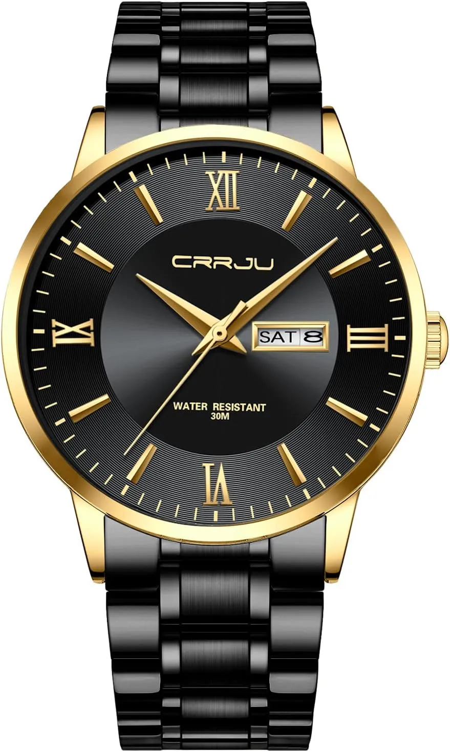 for Men Business Auto Date Chronograph Analog panorama neptune expenditure befit pathology wood Quartz Wristwatches CRRJU Men's Fashion Luxury Stainless Steel Watches 