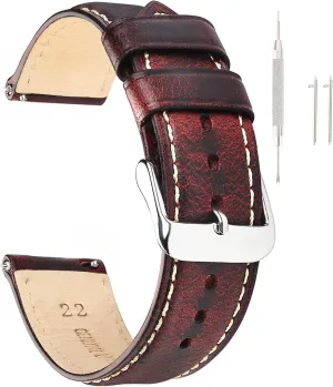 for Men for Women 18mm dormitory 19mm 20mm 21mm 22mm 23mm 24mm Vintage Leather Watch Band EACHE Watch Strap Oil Wax/Discolored Litchi Grain Genuine Leather Replacement Watchband 