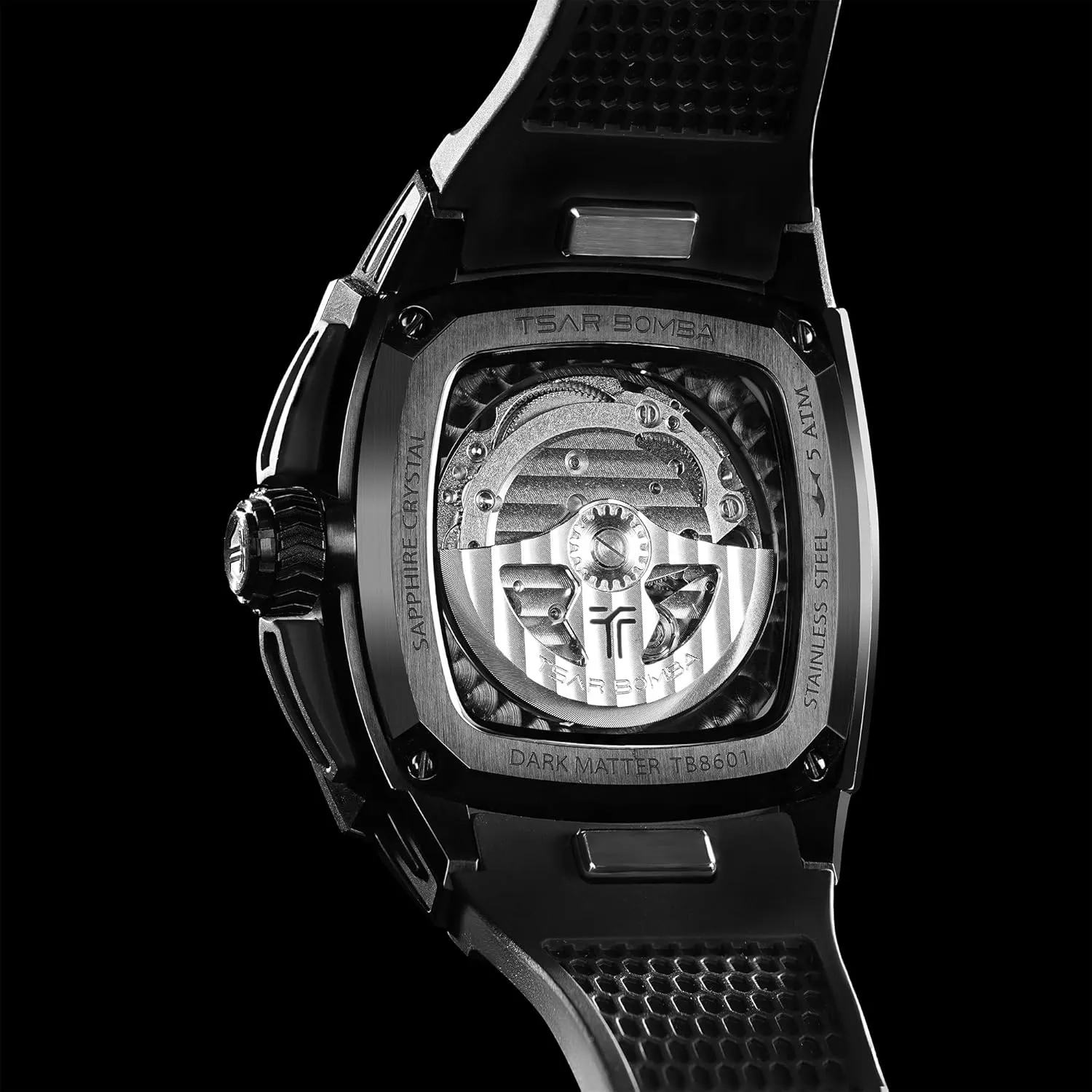 for Men Luxury Men's Automatic Watch Dark Matter-Interchangeable threadlike Automatic Watch TB8601 Mechanical Japanese Movement Sapphire Crystal 50M Waterproof Tonneau Unique Business Gifts 
