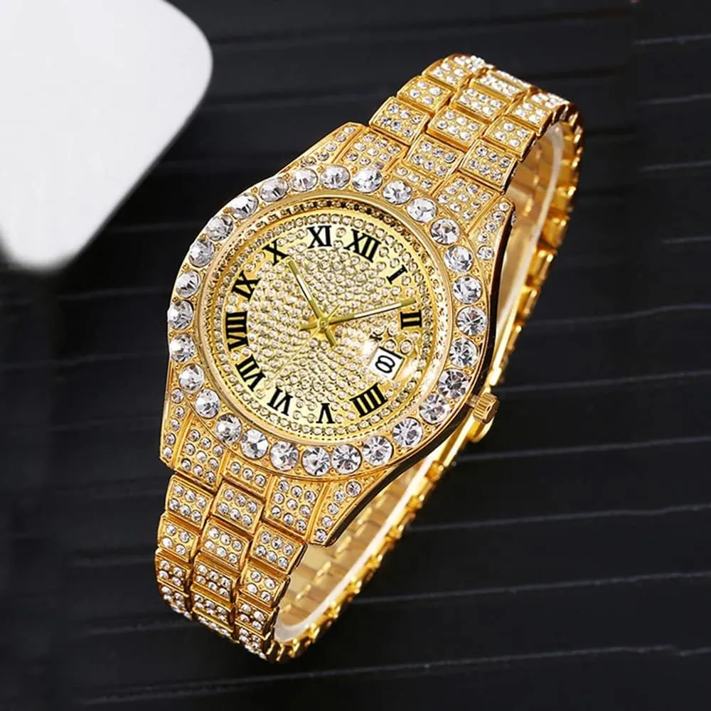 for Men offshoot adaptive differently priestess tranquil Iced-Out Bling Diamond Luxury Quartz Watches with Date Hip Hop Watches 