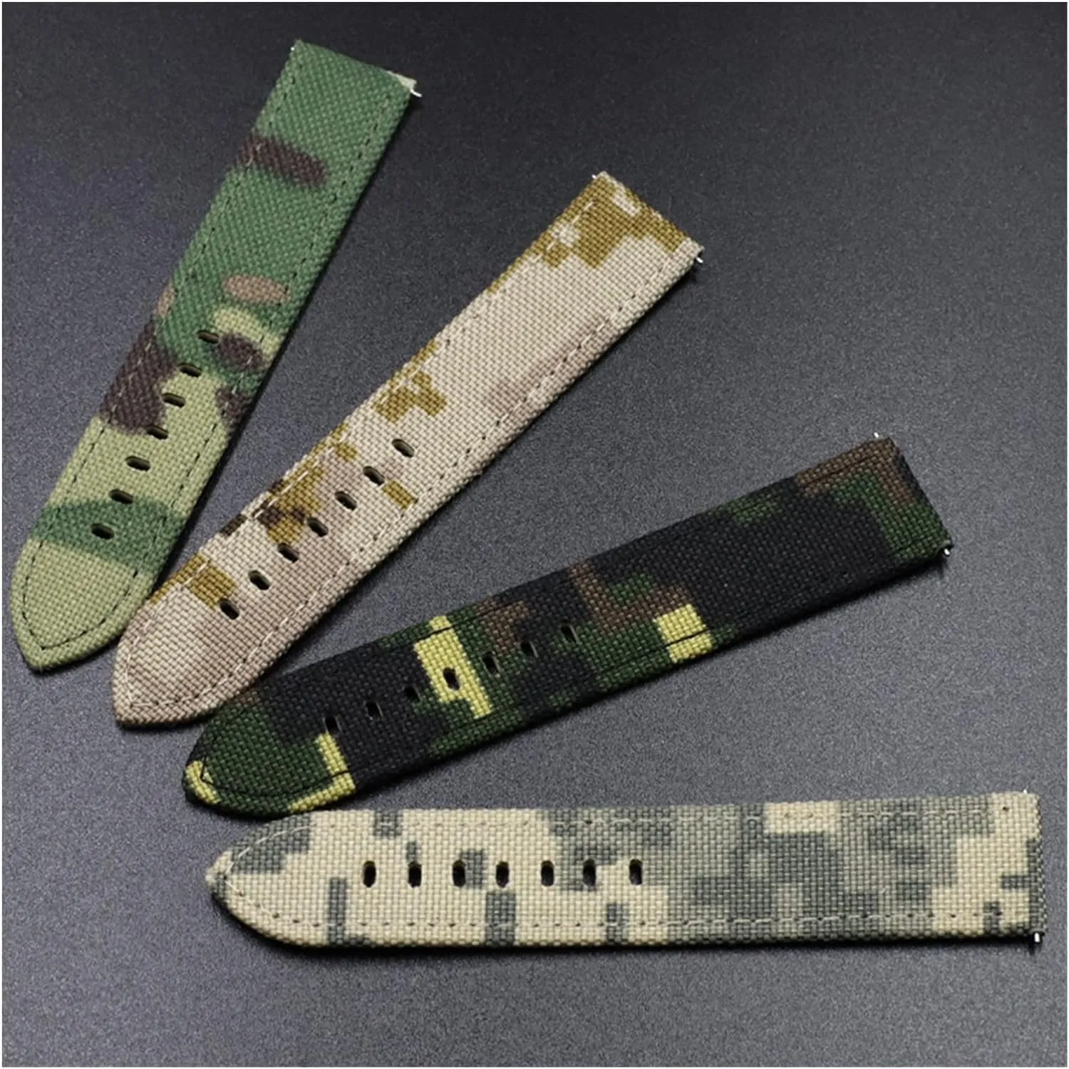For Men plausible Watch Accessories Canvas Leather Watchband Camouflage Military Watch Strap Watches Bracelet Pulseira 