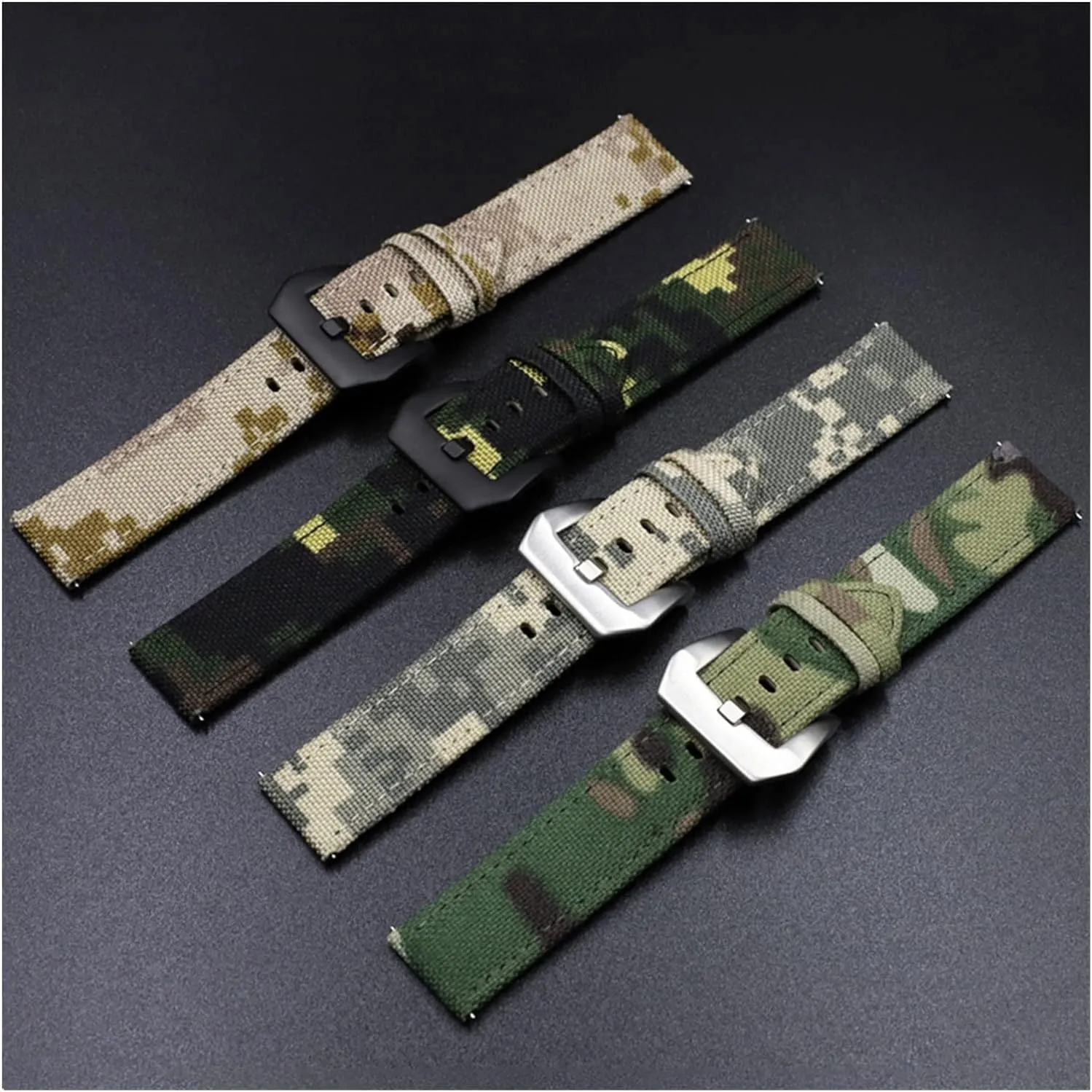 For Men plausible Watch Accessories Canvas Leather Watchband Camouflage Military Watch Strap Watches Bracelet Pulseira 