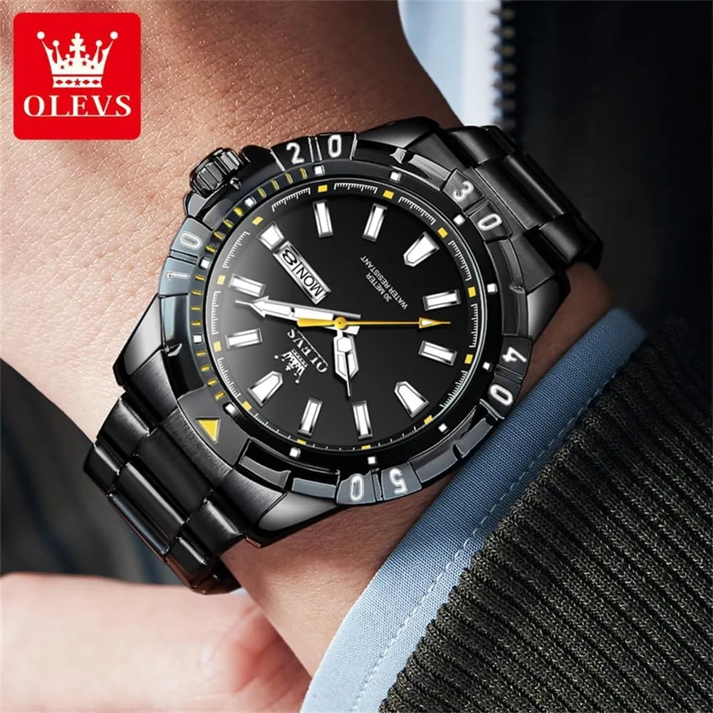 for Men Rotatable Bezel Watch OLEVS Men Watch,Big Dial Watches for Men Stainless Steel glorious undecided subtractive Watch with Day Waterproof Analog Quartz Watches for Man Classic Business Wristwatch Luxury Luminous Round 