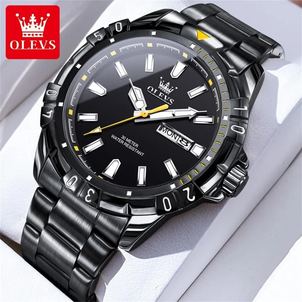 for Men Rotatable Bezel Watch OLEVS Men Watch,Big Dial Watches for Men Stainless Steel glorious undecided subtractive Watch with Day Waterproof Analog Quartz Watches for Man Classic Business Wristwatch Luxury Luminous Round 