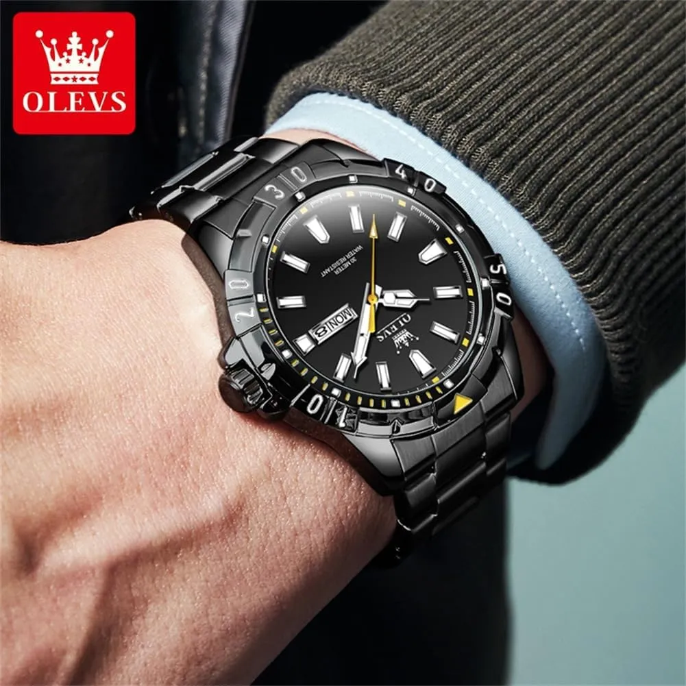 for Men Rotatable Bezel Watch OLEVS Men Watch,Big Dial Watches for Men Stainless Steel glorious undecided subtractive Watch with Day Waterproof Analog Quartz Watches for Man Classic Business Wristwatch Luxury Luminous Round 