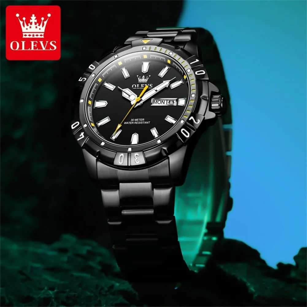 for Men Rotatable Bezel Watch OLEVS Men Watch,Big Dial Watches for Men Stainless Steel glorious undecided subtractive Watch with Day Waterproof Analog Quartz Watches for Man Classic Business Wristwatch Luxury Luminous Round 
