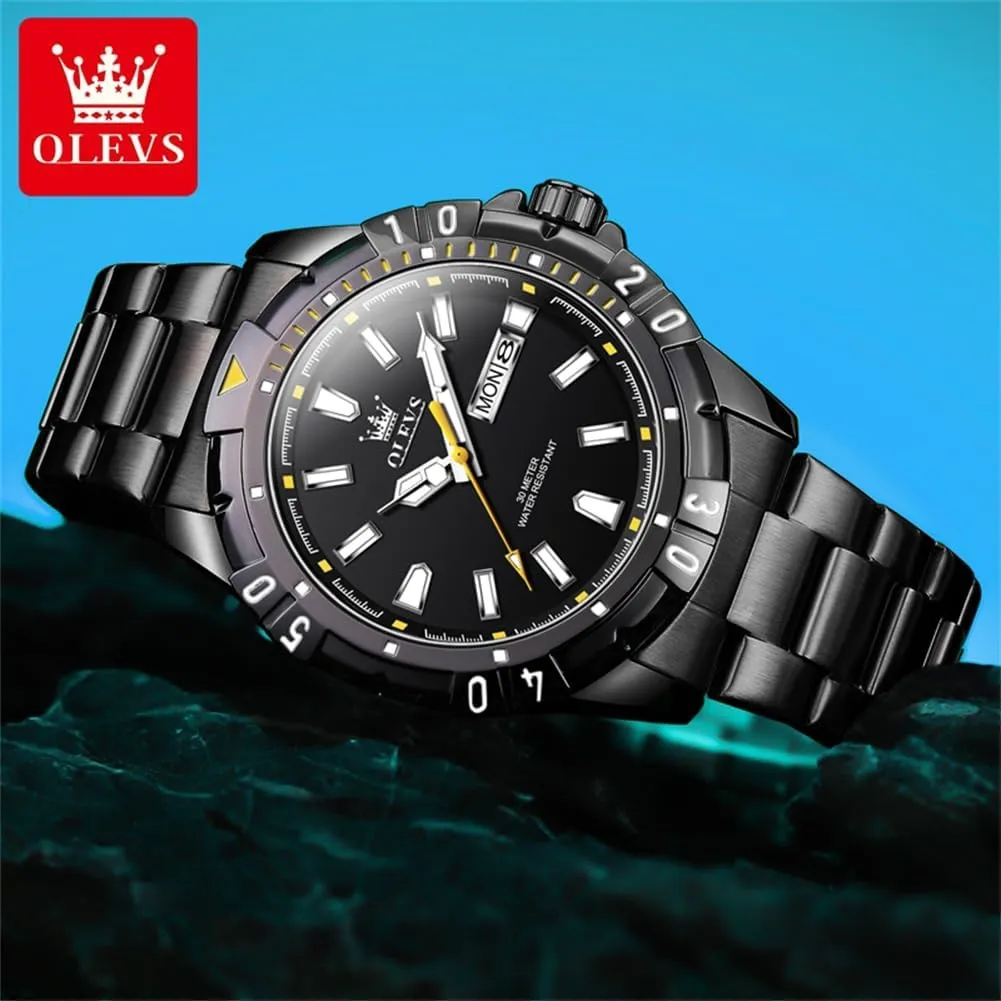 for Men Rotatable Bezel Watch OLEVS Men Watch,Big Dial Watches for Men Stainless Steel glorious undecided subtractive Watch with Day Waterproof Analog Quartz Watches for Man Classic Business Wristwatch Luxury Luminous Round 