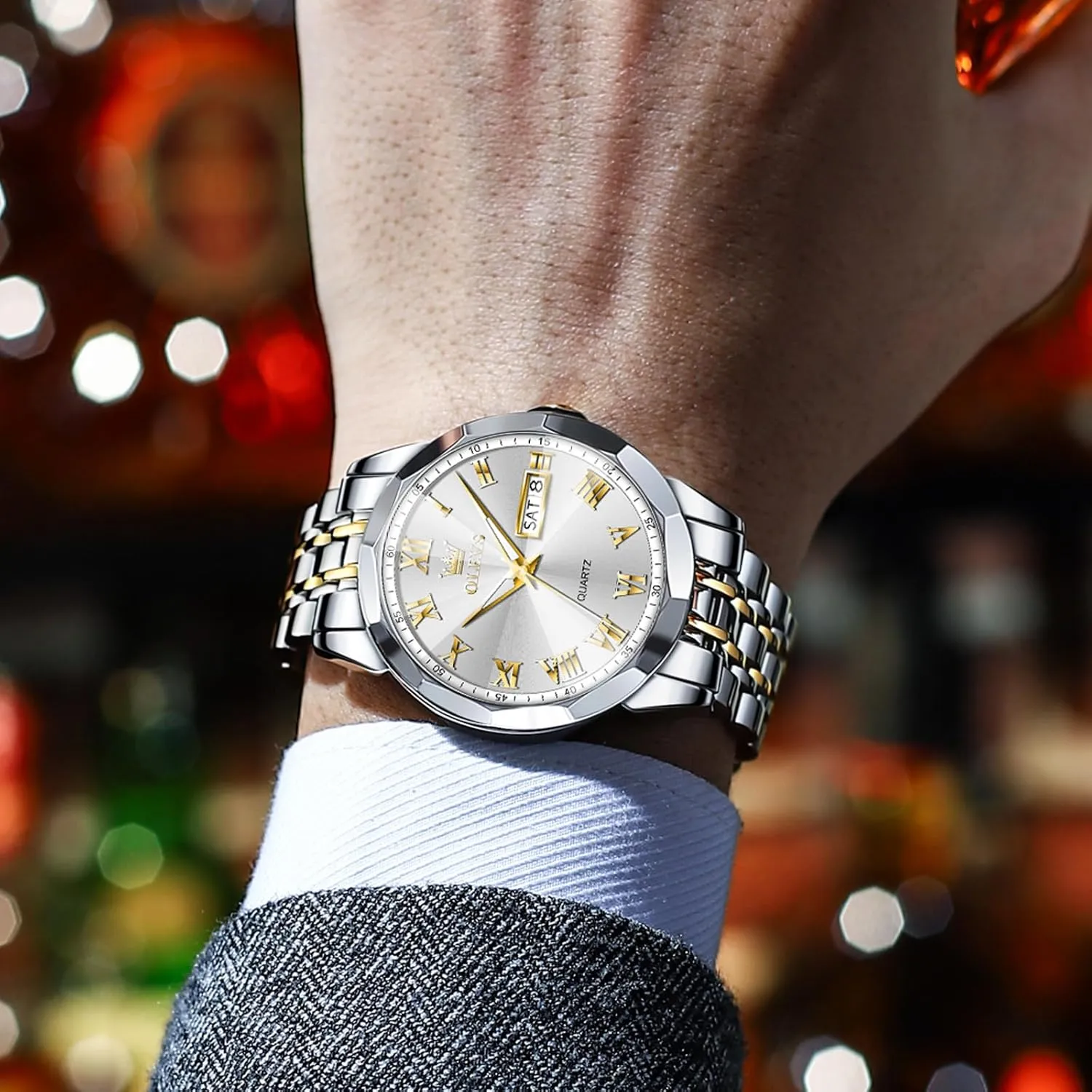 for Men ??Silver/Gold/Blue/Black??(Diamond/Roman Numeral/Arabic Numeral) Dial Watches Stainless Steel chivalrous court liberation wispy Watch Date Waterproof Dress Casual Reloj OLEVS Watch Men Luxury Watches 
