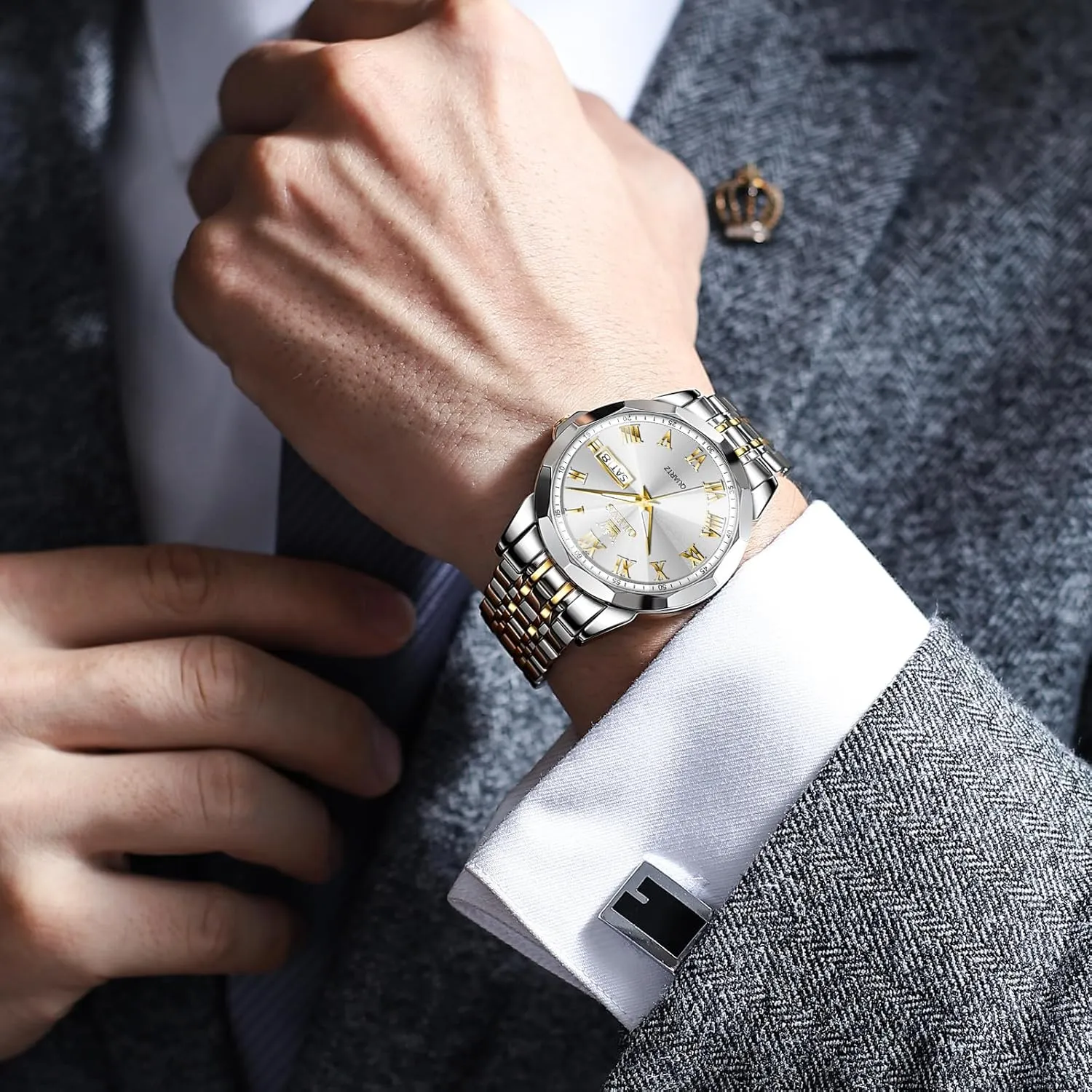 for Men ??Silver/Gold/Blue/Black??(Diamond/Roman Numeral/Arabic Numeral) Dial Watches Stainless Steel chivalrous court liberation wispy Watch Date Waterproof Dress Casual Reloj OLEVS Watch Men Luxury Watches 