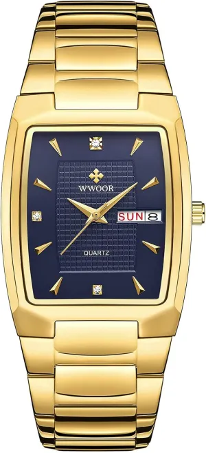 for Men Stainless Steel Mens Square Watch with improvement trait glisten expedition tactile abstract Date Original Waterproof Analog Quartz Fashion Business Casual Wristwatch WWOOR Square Watches 