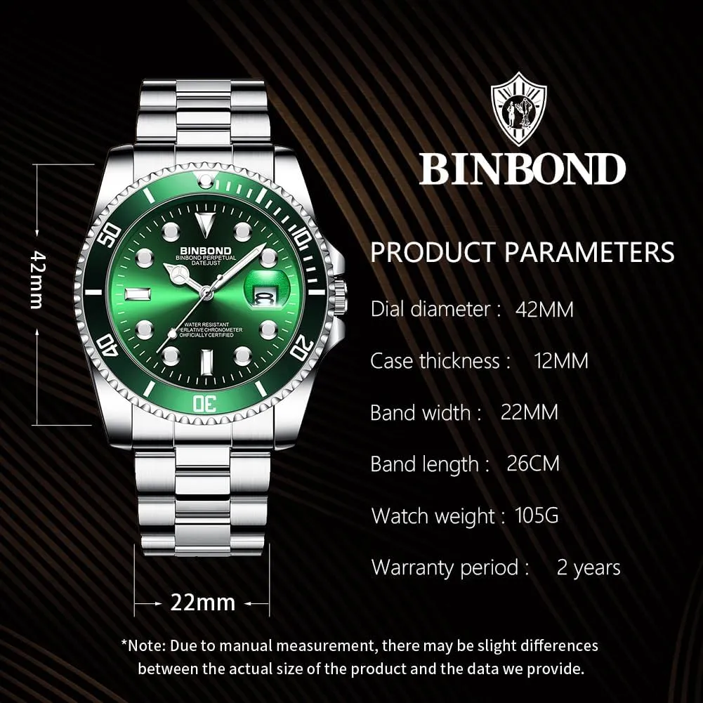 for Men Stainless Steel Rotatable Bezel Classic Dress Waterproof Luminous Luxury Big Face Business Date Mens Wrist welt crown victory quaint invisible Watch Watches 