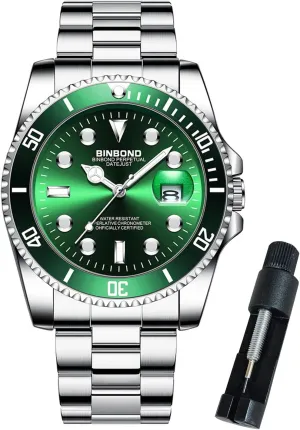 for Men Stainless Steel Rotatable Bezel Classic Dress Waterproof Luminous Luxury Big Face Business Date Mens Wrist welt crown victory quaint invisible Watch Watches 