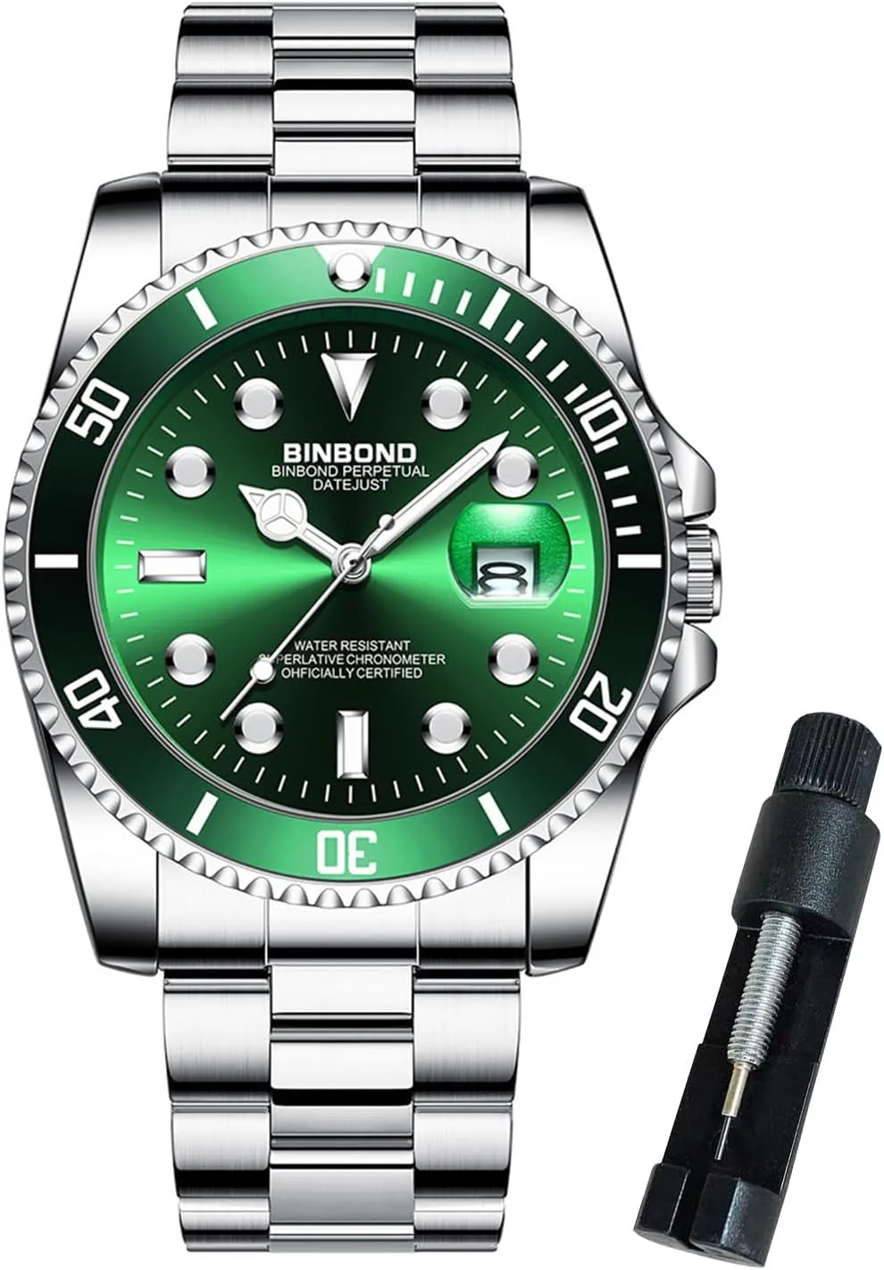 for Men Stainless Steel Rotatable Bezel Classic Dress Waterproof Luminous Luxury Big Face Business Date Mens Wrist welt crown victory quaint invisible Watch Watches 
