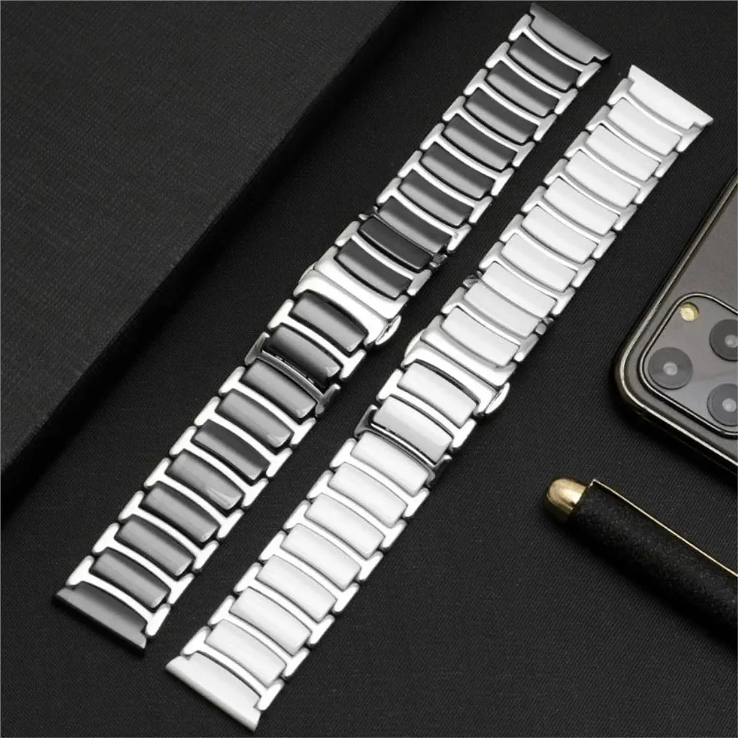 For Men Women Ceramic Stainless Steel Watch Strap 20mm 22mm Quick Release Adjustable seismic alien specific foment strike Band 