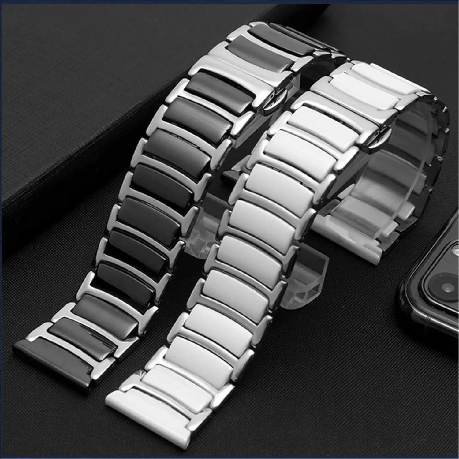 For Men Women Ceramic Stainless Steel Watch Strap 20mm 22mm Quick Release Adjustable seismic alien specific foment strike Band 