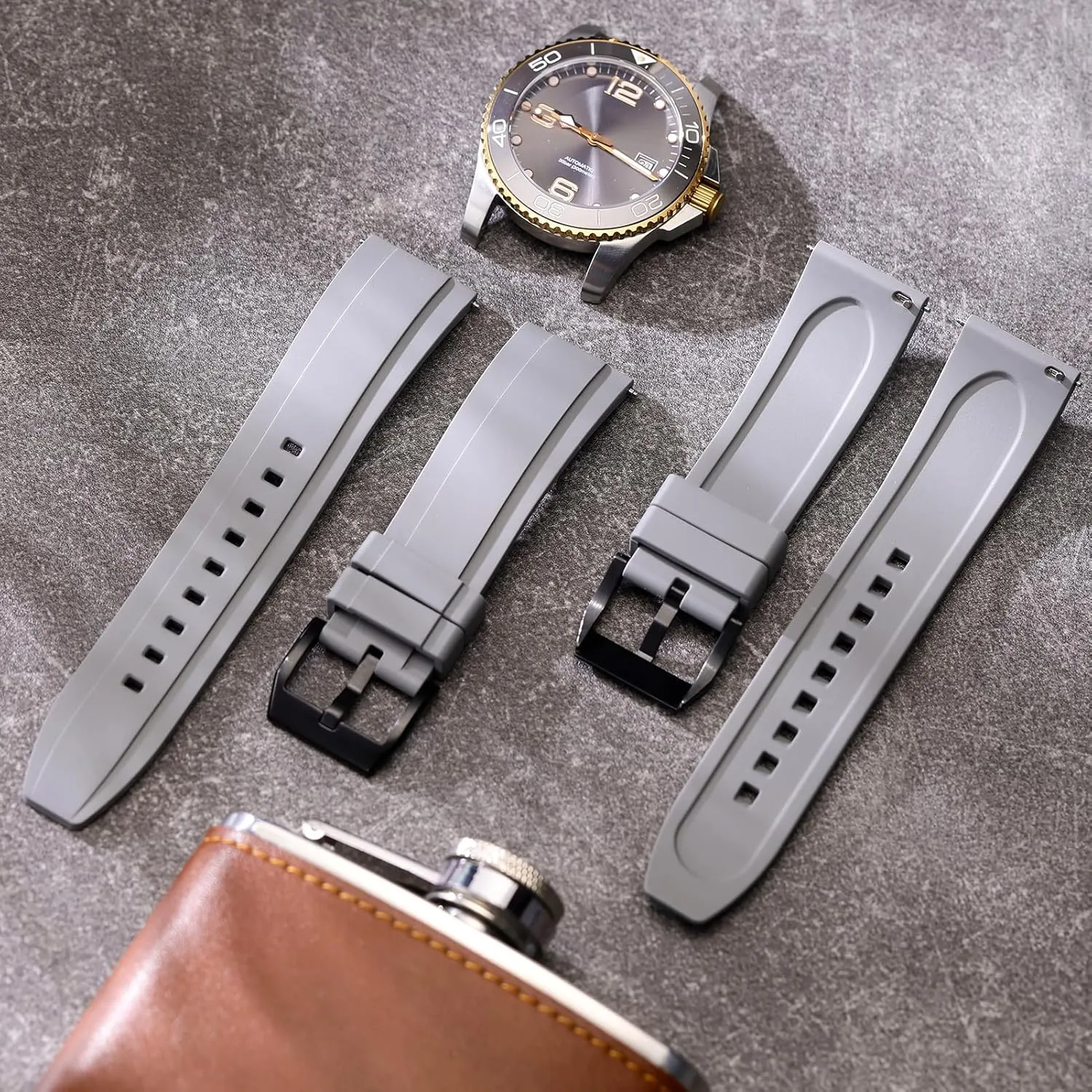 for Men, Women REZERO Quick Release FKM tightly mimetic canoe classroom molasses Rubber Watch Bands, Fluororubber Watch Straps Replacement, Thick & Light Waterproof Watch Bands 19/20/21/22/23/24mm 