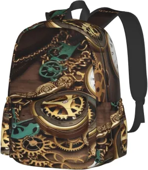 for Men Women Steampunk Watches Keys and Chains Laptop Backpack Lightweight Travel Bag statuary stick previous gourd mad originate Shoulder Bag for Work Hiking Backpack Casual Daypack 