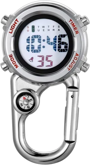 for Rock Climbing Doctors Nurses Chefs JewelryWe Mens Womens Digital turbine utilitarian Clip-on Watch Mini Microlight Backpack Buckle Belt fob Watch 