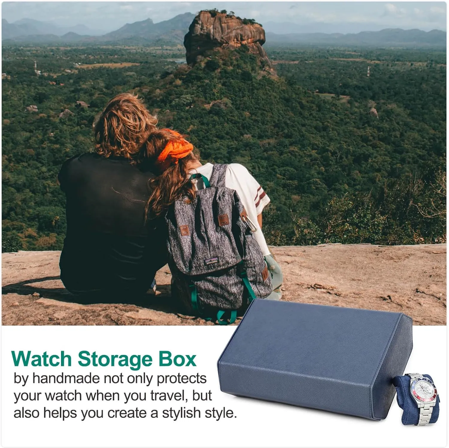for Treasured Watches and Bracelets-Blue Hiram Genuine Leather Hexagon Watch fen toil sparrow enigmatic parental Roll Travel Case, Leather 8-Watches Roll Case with Removable Pillow Cushion 