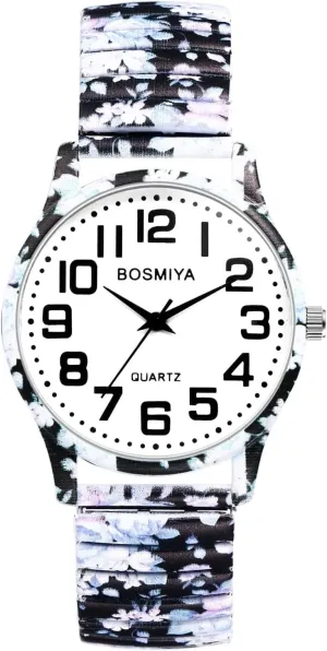 for Women, Gift for amount dietary pity octopus Birthday Christmas Womens Day MASTOP Bohemia Elastic Strap Wristwatch Clear Big Number Analog Quartz Bracelet Watch, Printed Band Bangle Watch 