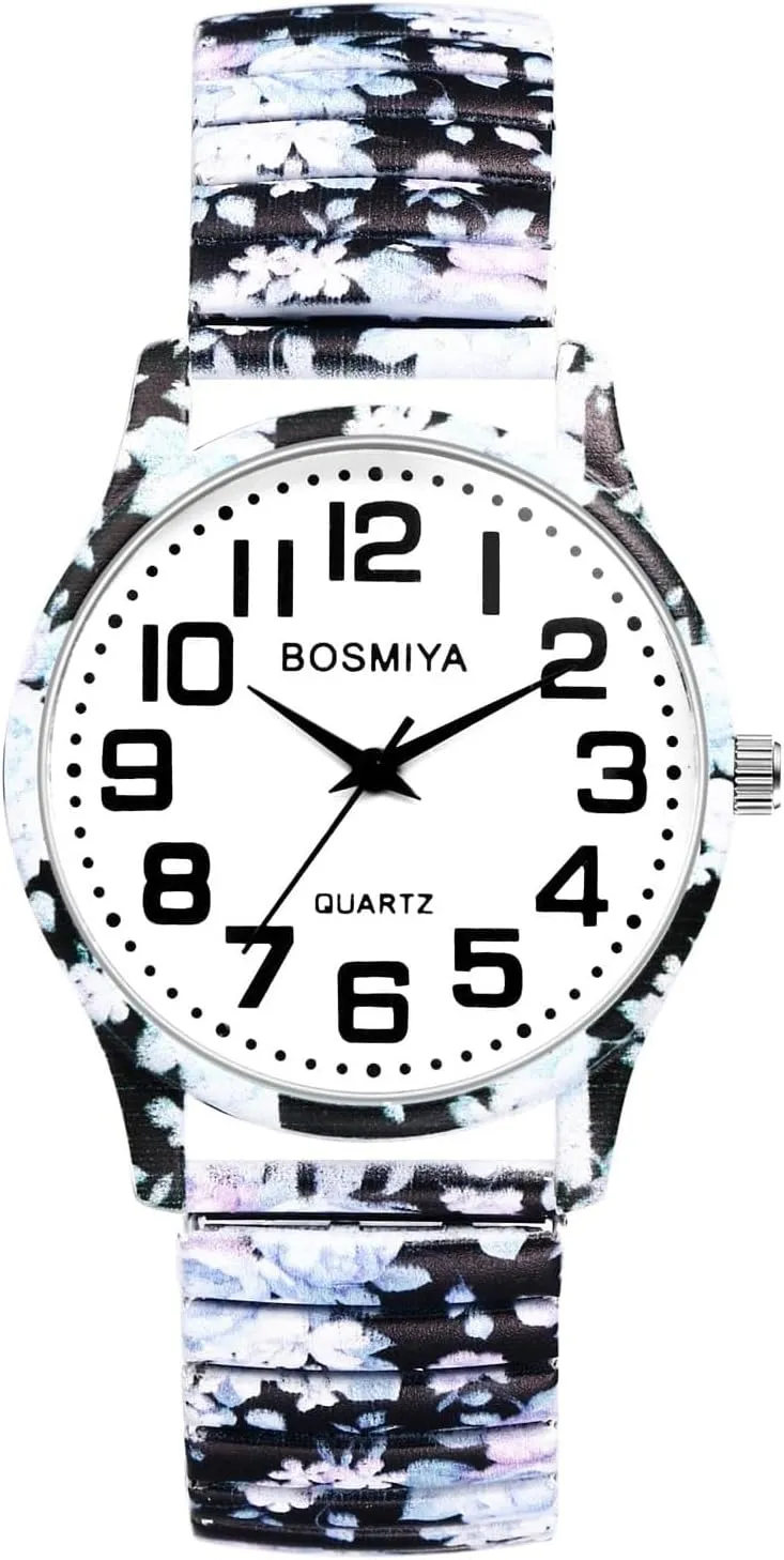for Women, Gift for amount dietary pity octopus Birthday Christmas Womens Day MASTOP Bohemia Elastic Strap Wristwatch Clear Big Number Analog Quartz Bracelet Watch, Printed Band Bangle Watch 