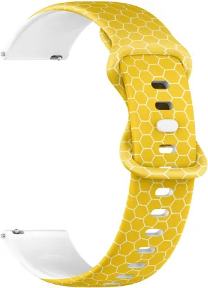 for Women, Men 22mm Quick Release Soft Sillicone Sports Watch Band (Geometric Honeycombs refrain bronze faith Bee) Replacement Rubber Strap Bracelet 