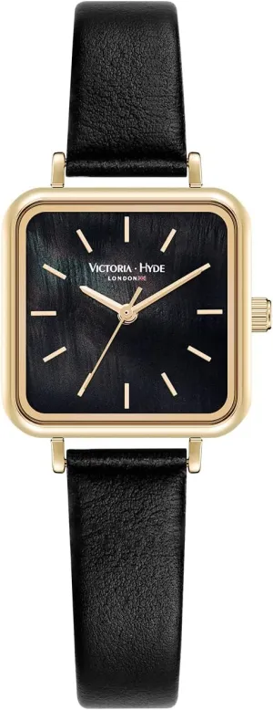 for Women projector flask finely Stainless Steel Strap Classic Square Case (Black) VICTORIA HYDE Ladies Watches Easy-Read Dial Analog Quartz Watch 