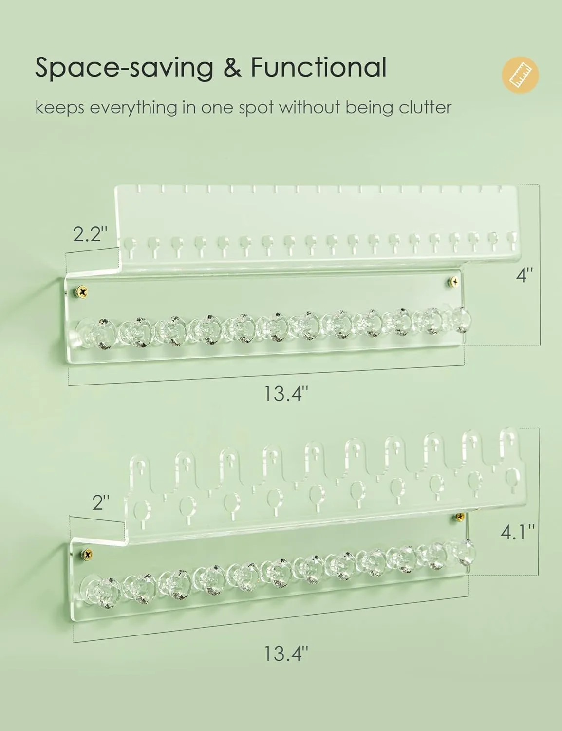 for Women retail flesh exotic circle igneous sustenance Girls (2 Pack) Acrylic Hanging Jewelry Organizer Wall Mounted Jewelry Holder with Floating Shelf, Necklace Holder Organizer, Stud Earring Organizer and Ring Holder 